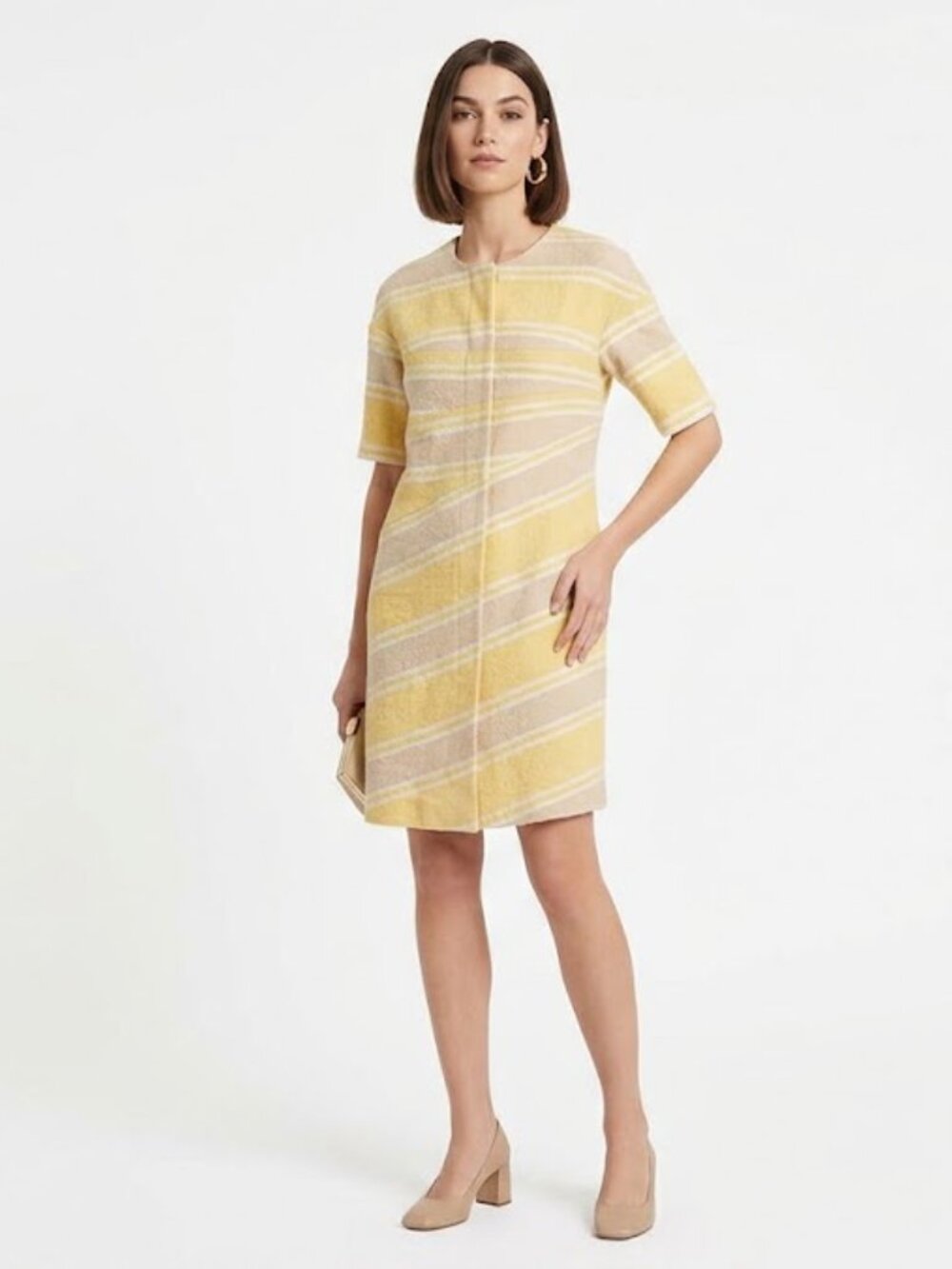Ports 1961 Cotton Linen Striped Short Sleeve Dress Jacket M